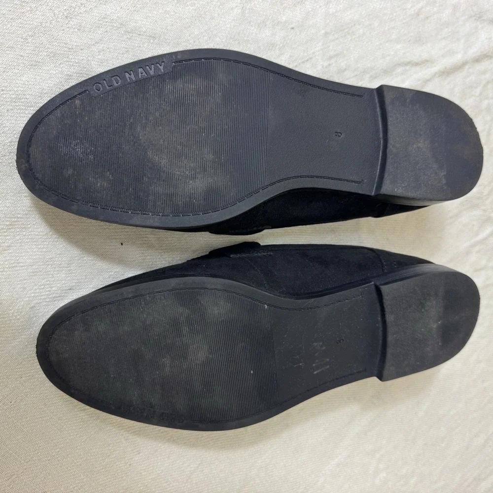 Old Navy Black Jack Jas Faux Suede Penny Loafers Shoes Womens 10 Dark Academia
